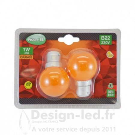 Ampoule B22 led 1w orange pack x2, miidex 76470 promo Miidex Lighting 4,50 € -40% Ampoule LED B22