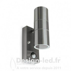 Applique Murale GU10 x 2 & Détecteur Inox 316 L IP44, miidex 700380