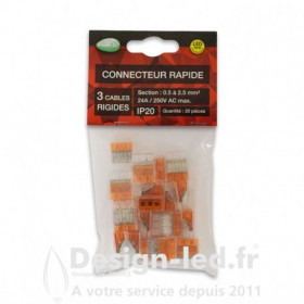 https://design-led.fr/ Connecteur automatique 3 câbles rigide 450V 32A pack x20 4,70 € 3,29 € -30% 72220