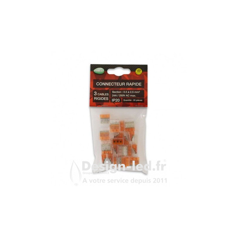 https://design-led.fr/ Connecteur automatique 3 câbles rigide 450V 32A pack x20 4,70 € 3,29 € -30% 72220