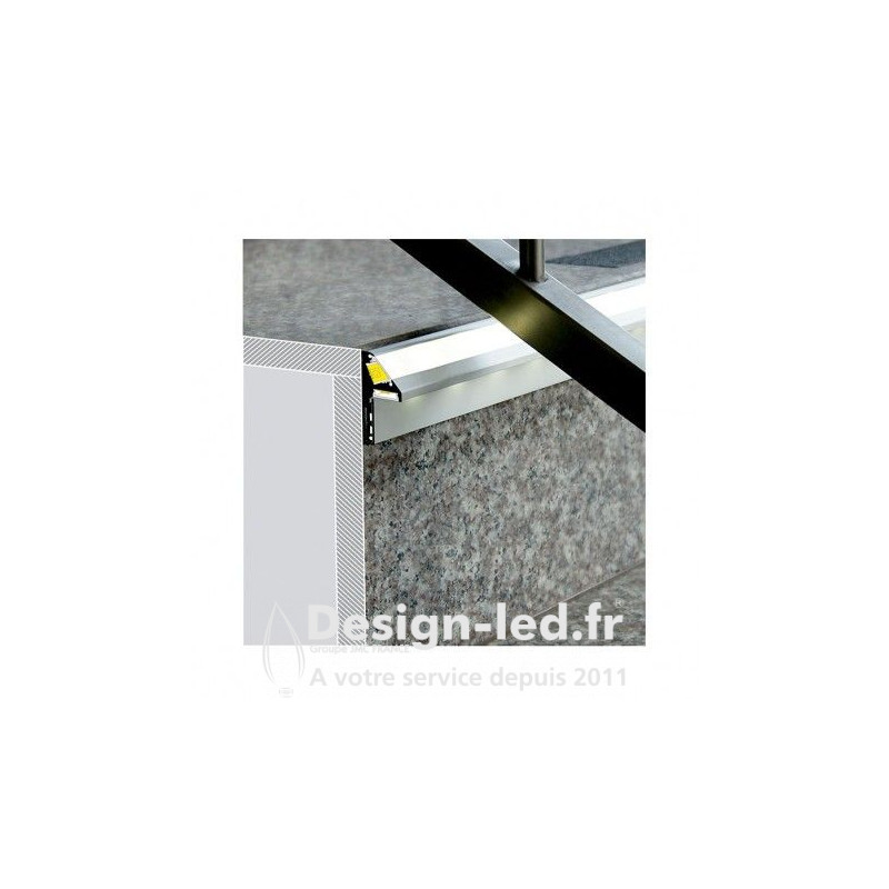 Profilé aluminium anodisé 2M pour ruban led marche, miidex 9810 Pro