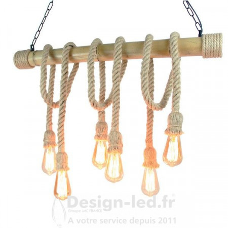 Plafonnier corde et Bambou x 6 E27, dla LM8037 Design-LED 109,10 € Luminaire suspendu