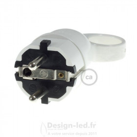 Fiche Schuko Confort avec anneau 16A 250V Blanche