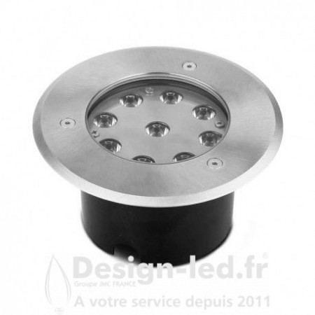 Spot LED Encastrable Sol Rond 9W 3000K Inox 316 L IP67, miidex 677931 - FDS 117,40 €