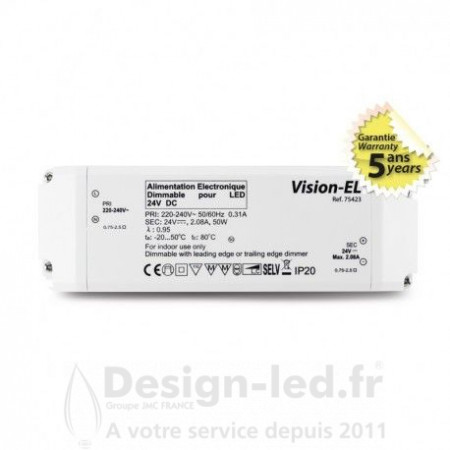 https://design-led.fr/ Alimentation LED 24V DC 50W dimmable coupure de phase, vision el 75423 promo 45,30 € 22,65 € -50%