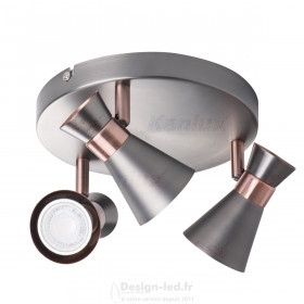 Luminaire mural et plafonnier MILENO argent / cuivre 3xGU10, kanlux 29113
