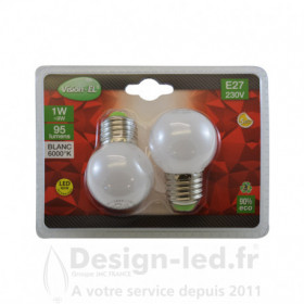 Ampoule E27 led G45 1w 6000k pack x2