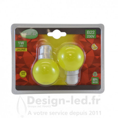 Ampoule B22 led 1w jaune pack x2, vision el 76450 promo Vision El 4,40 € -25% Ampoule LED B22