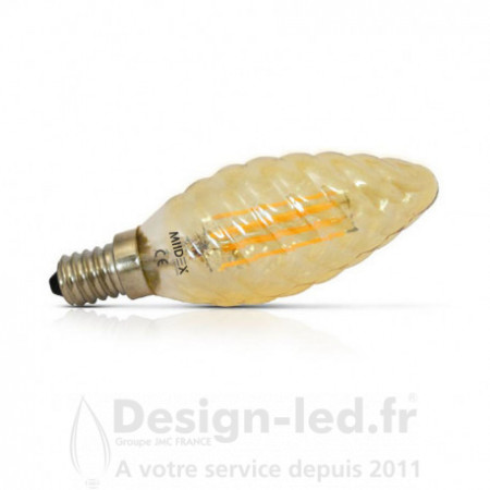 Ampoule E14 led filament torsadée golden 4w 2700k, vision el 71234 promo Vision El 4,00 € -40% Ampoule LED E14
