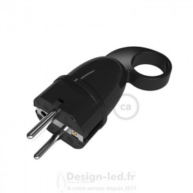 Fiche Schuko Confort avec anneau 16A 250V Noir, dla ST16A1NE