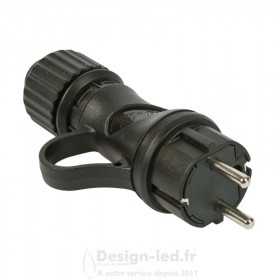 Fiche Schuko noire avec bague 16A 250V IP44, dla 80052