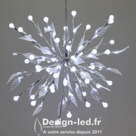 Lumières balle à LED, 100 LEDs blanches avec feuillage