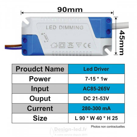 Driver LED 7-15W x 1w 280-300mA 21-53V, dla 2267 9,00 €