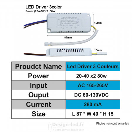 Driver LED CCT 20-40W x2 80W 280mA 60-130VDC, dla A2021 8,50 €