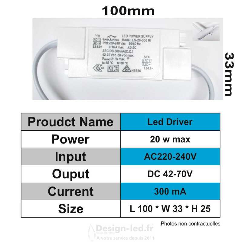 Main-d'œuvre LED filaire longue de 110 V/220 V 22 W 2 200 lm