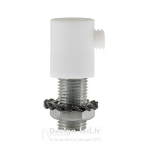 Serre-câble cylindrique en plastique blanc avec tige - écrou et rondelle, dla SERP1BI