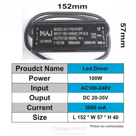 Driver LED IP67 100W 3000mA 20-35V DC, dla A2006 51,70 €