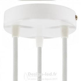 Kit rosace métallique cylindrique à 3 trous Ø 120 blanc brillant