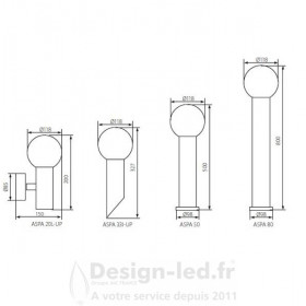 https://design-led.fr/ Applique murale LED Globo inclinée 1x E27 IP44 20,10 € 14,07 € -30%