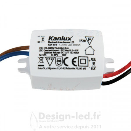 Alimentation CC ADI 1x3W 3.6VA 350mA, kanlux 1440 9,70 €