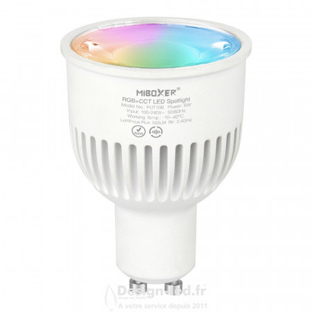 Spot LED RGB&CCT GU10 6W pilotable, Mi-Light Miboxer FUT106 MiBoxer / MiLight 20,70 € Ampoule LED Miboxer