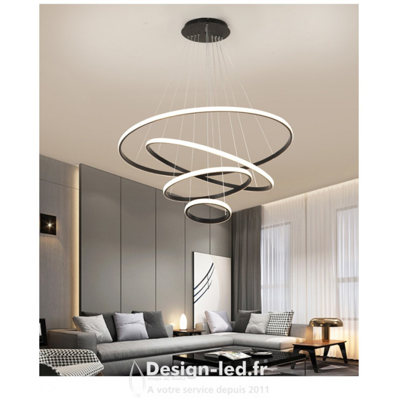 https://design-led.fr/ Lampe Suspendue Tringhs noir 4 anneaux120w CTT dimmable par télécommande 346,32 € 346,32 € A2587