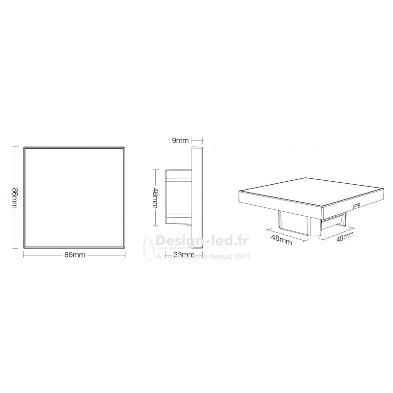 Contr Leur Mural Tactile Pour Led Cct Zones Mi Light Miboxer Fu