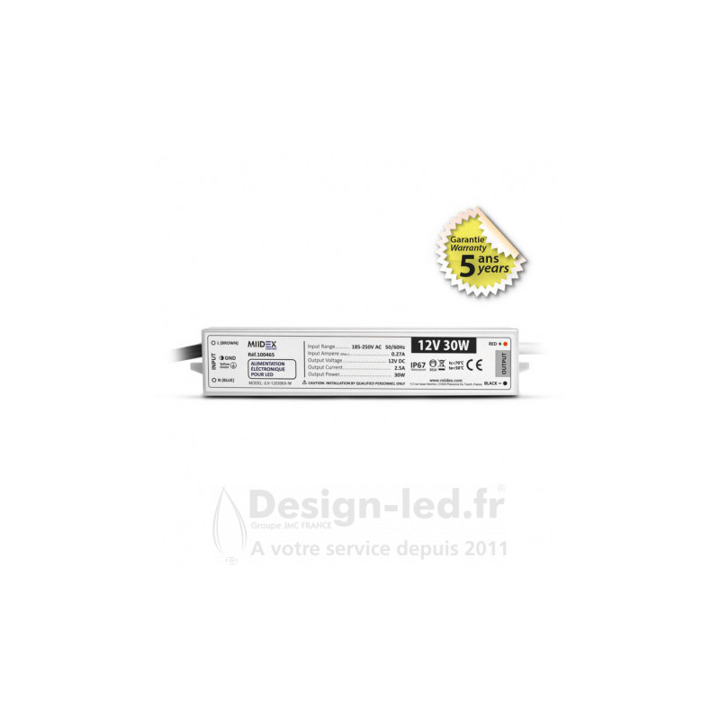 https://design-led.fr/ Alimentation pour LED 30W - 12V DC - IP67 - GARANTIE 5 ANS, miidex 100465 23,30 € 23,30 €