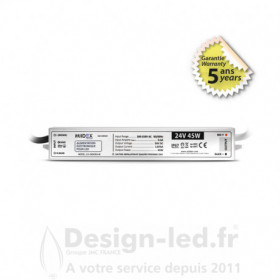 Alimentation pour LED 45W - 24V DC - IP67 - GARANTIE 5 ANS, miidex 100468