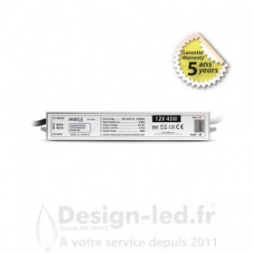 Alimentation pour LED 45W - 12V DC - IP67 - GARANTIE 5 ANS, miidex 100467