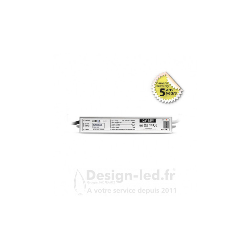 https://design-led.fr/ Alimentation pour LED 45W - 12V DC - IP67 - GARANTIE 5 ANS, miidex 100467 29,70 € 29,70 €