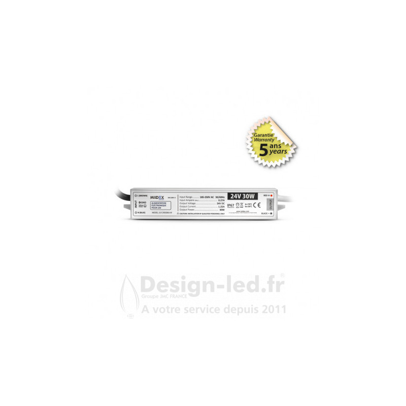 https://design-led.fr/ Alimentation pour LED 30W - 24V DC - IP67 - GARANTIE 5 ANS 25,70 € 25,70 € 100466