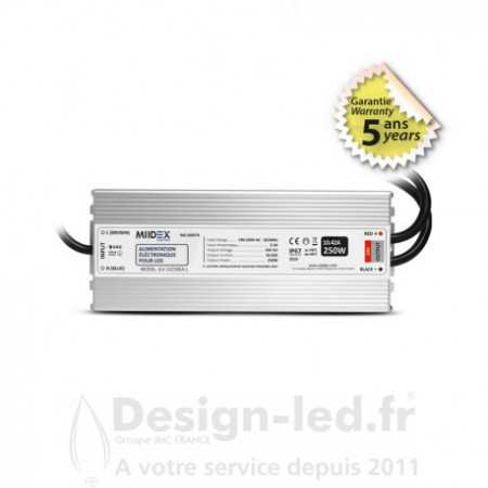 Alimentation pour LED 250W - 24V DC - IP67 - GARANTIE 5 ANS, miidex, 100478 123,20 €