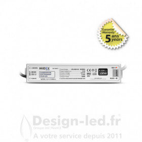 Alimentation pour LED 100W - 12V DC - IP67 - GARANTIE 5 ANS, miidex, 100471