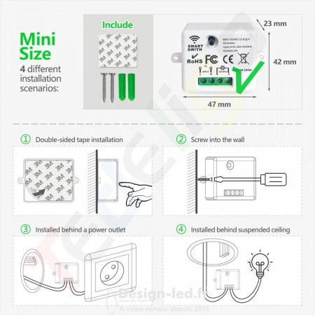 Interrupteur tactile WIFI/1 gang/1 voie Ligne neutre et en direct