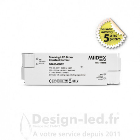 Alimentation pour LED 19-38VDC 40W Dimmable Coupure de phase, miidex24, 100116 Miidex Lighting 42,50 € Driver Led