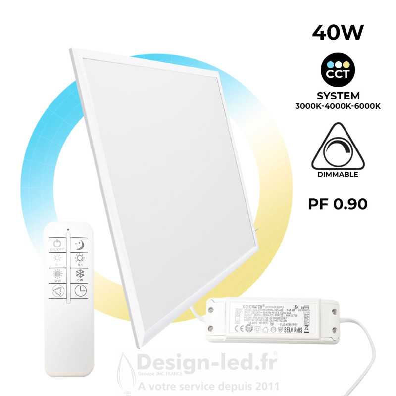 Panneau LED LED CCT3 sélectionnable RS PRO, 595 mmX 595 mm, 32 W, 4000K,  Blanc froid, Lumière du jour, Blanc chaud, IP20