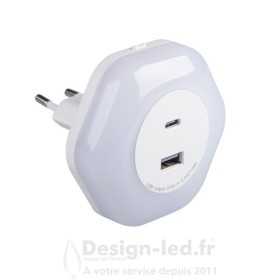 Veilleuse LED BOLA LED 2xUSB 15w 3000K blanc