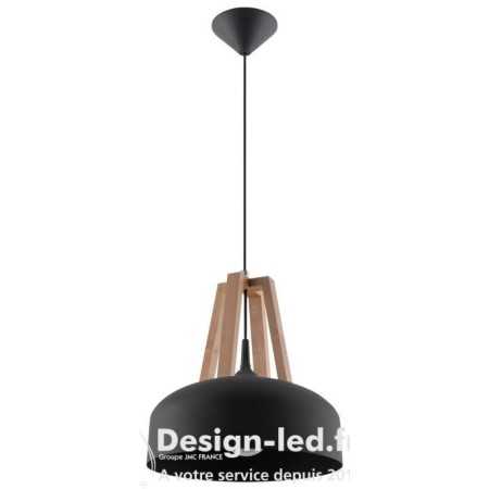 Lampe pendante CASCO noir/bois naturel E27, sollux SL.0390 88,60 €