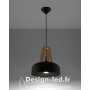 Lampe pendante CASCO noir/bois naturel E27, sollux SL.0390 88,60 €