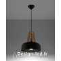Lampe pendante CASCO noir/bois naturel E27, sollux SL.0390 SOLLUX 88,60 € Luminaire suspendu