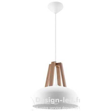Lampe pendante CASCO blanc/bois naturel E27, sollux SL.0388 SOLLUX 88,60 € Luminaire suspendu