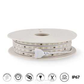 Ruban de Led 220V Ac Smd2835 Ruzok 12W/m Ip67 3000K vendu au ml, LM2343-1ML