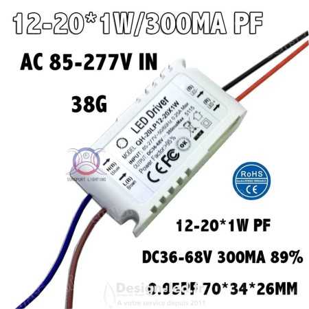 Driver LED 12-20W*1w 300mA 36-68VDC, dla A2602 Design-LED 13,50 € Drivers LED