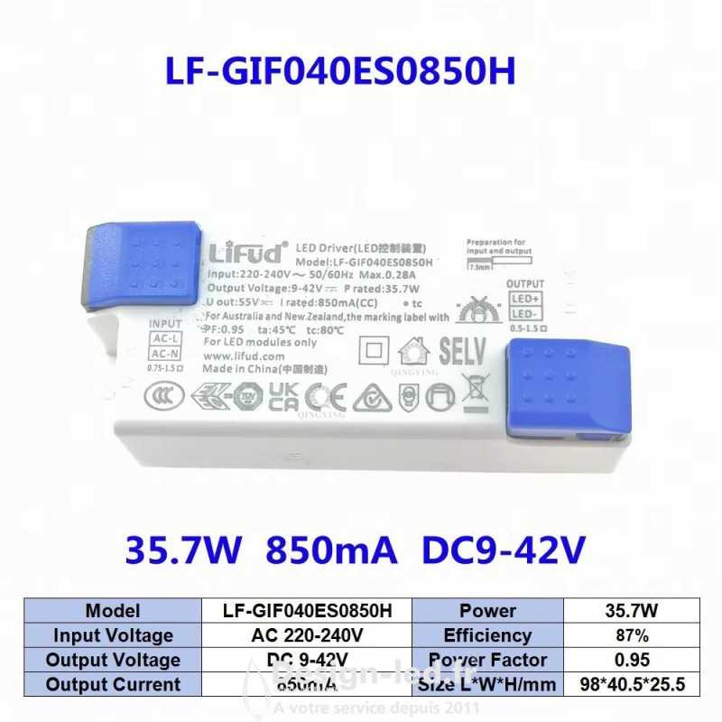 https://design-led.fr/ Driver LIFUD 35.7 W / 9-42 VDC / 850 mA, dla A2604 29,00 € 29,00 €