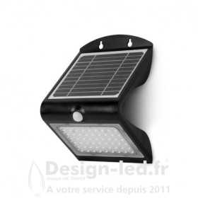 Applique murale LED solaire 4W 4000K détecteur & crépusculaire noir, miidex 70475