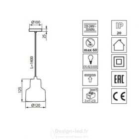 https://design-led.fr/ Luminaire suspendu GRAVME 1x E27 béton 38,80 € 27,16 € -30% 24280