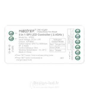 https://design-led.fr/ Contrôleur LED SPI 3 en 1 (2.4GHz) 5-24V DC 14,00 € 14,00 € SPIR3