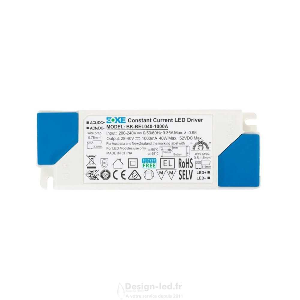 https://design-led.fr/ Driver BOKE 180-264V Sortie 28-40V DC 1000mA 40W No Flicker BK-BEL-040 13,60 € 13,60 € 82308