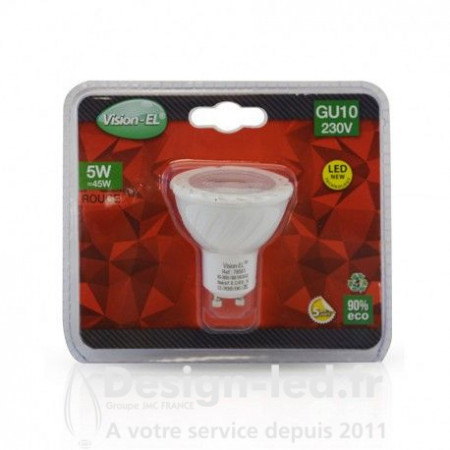 Ampoule LED COB GU10 5W - Rouge - Non dimmable - Blister